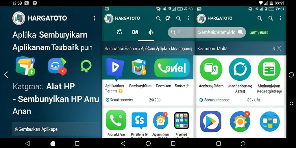 Screenshot HARGATOTO menunjukkan antarmuka untuk menyembunyikan aplikasi dengan mudah.