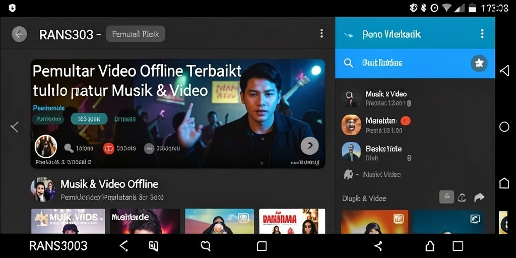 Antarmuka RANS303 yang intuitif untuk Pemutar Video Offline.