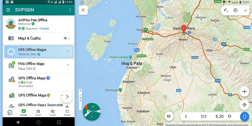 Antarmuka sederhana dan mudah digunakan, menampilkan fungsi GPS Offline Maps.