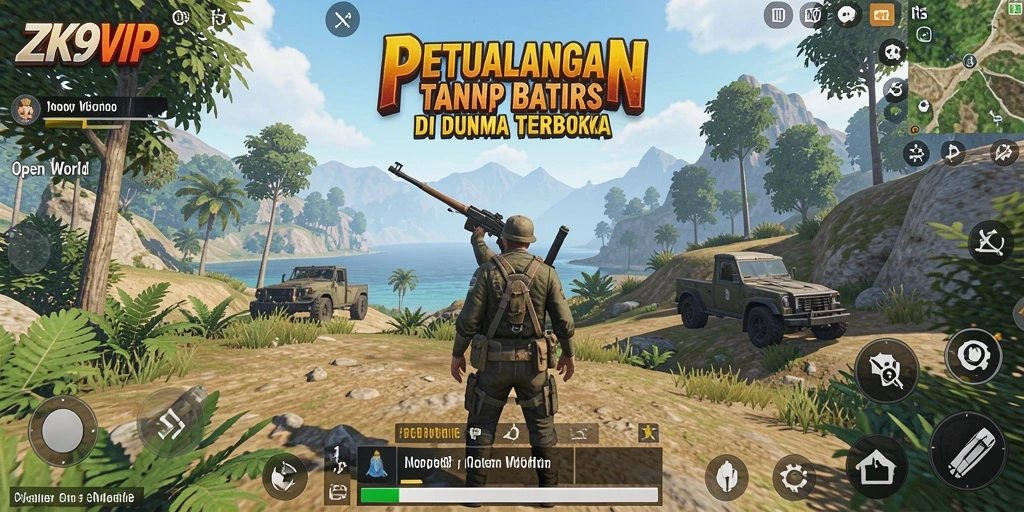 Tampilan antarmuka ZK9VIP dalam dunia terbuka yang menakjubkan.
